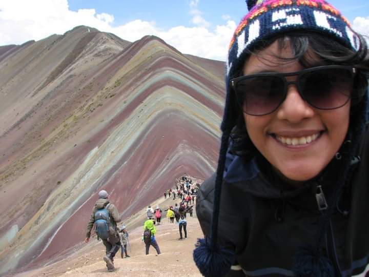 Selfie en la montana de colores